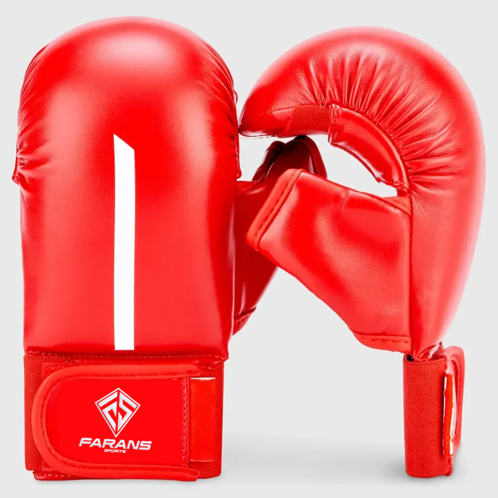 Red/White Farans Red Label Karate Mitt with Thumb