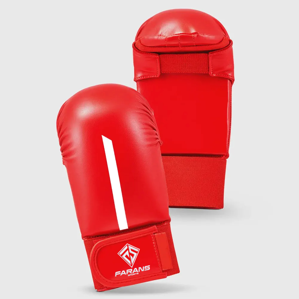 Red/White Farans Red Label Karate Mitt without Thumb